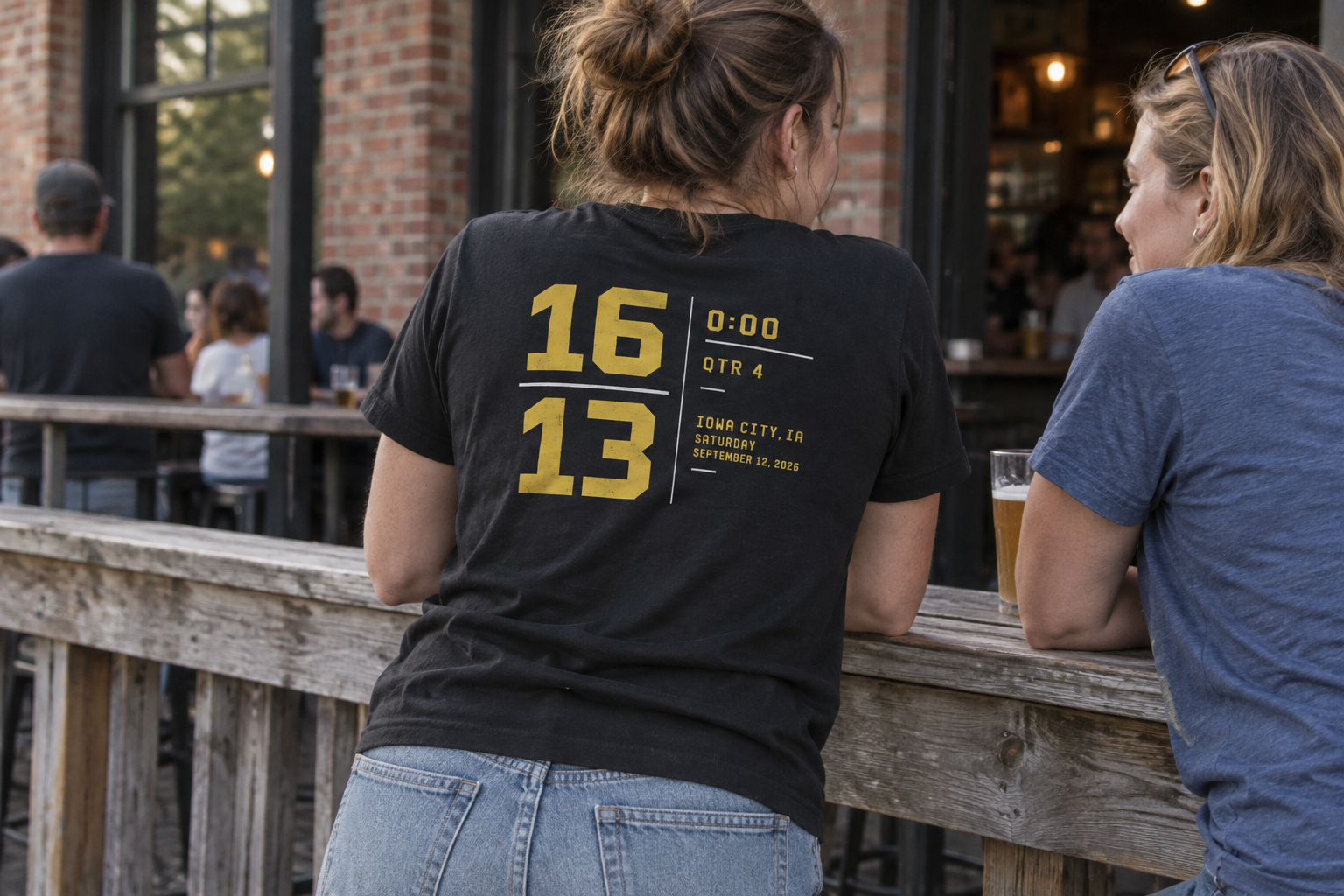 The scoreboard tee worn with friends after the game